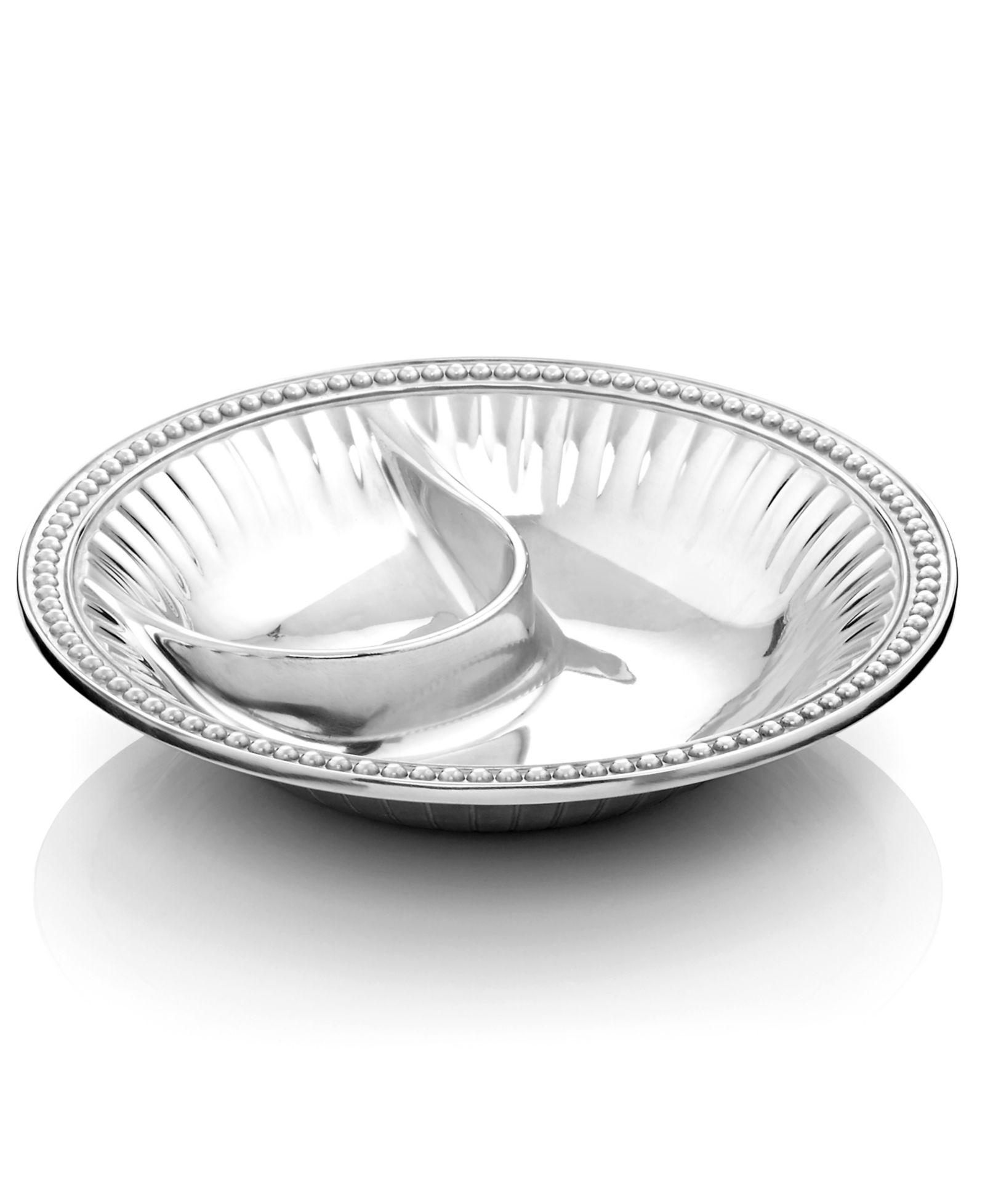 Wilton Armetale "Flutes and Pearls" Chip & Dip Bowl