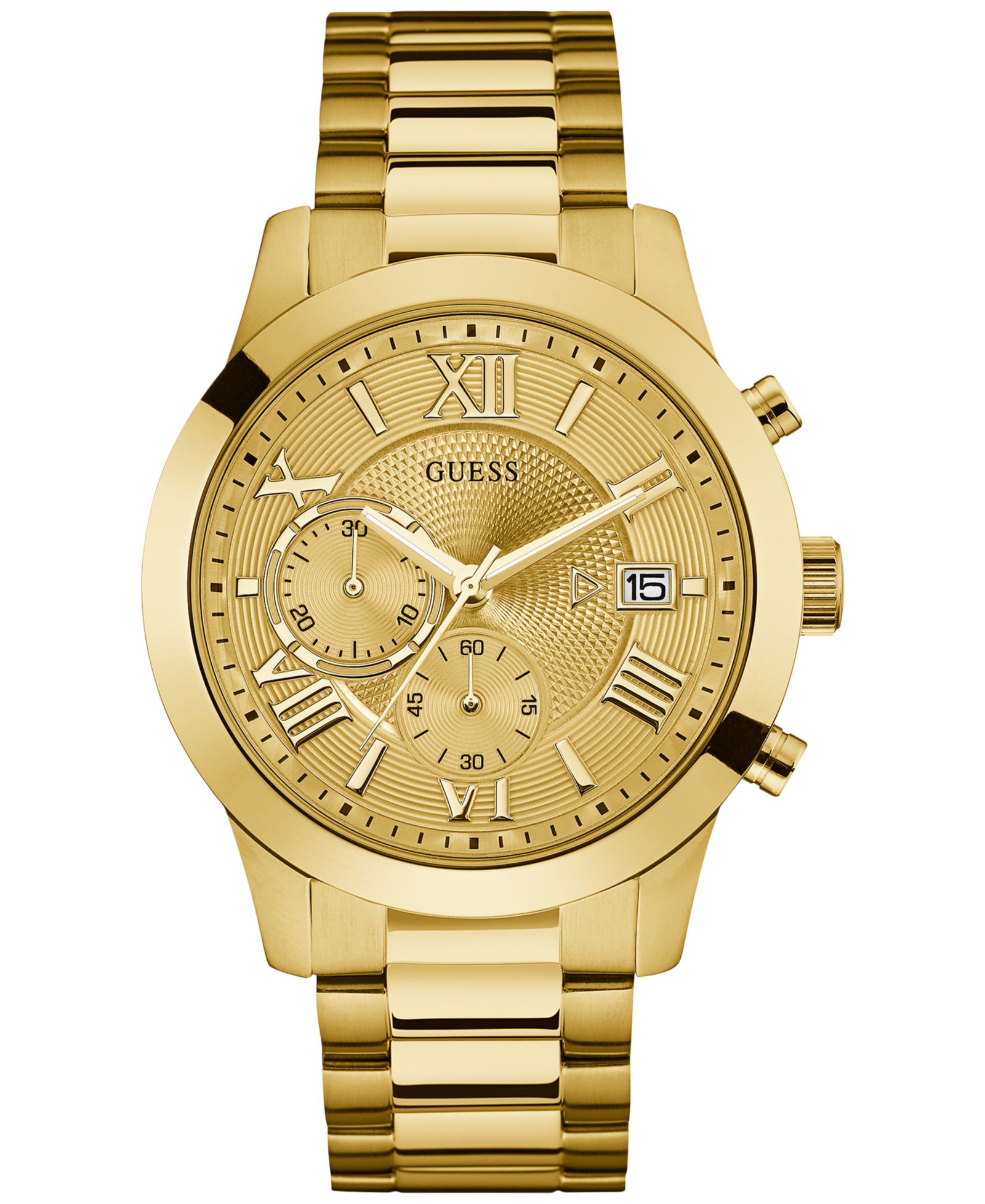 Мужские часы GUESS Chronograph Gold-Tone Stainless Steel Bracelet 45mm