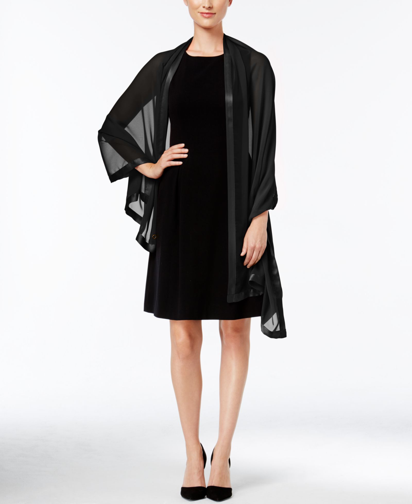 Calvin Klein Elegant Satin-Trim Chiffon Evening Scarf