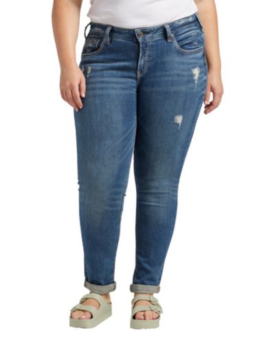 Джинсы Silver Jeans Co. Plus Size Indigo Wash Ripped Girlfriend