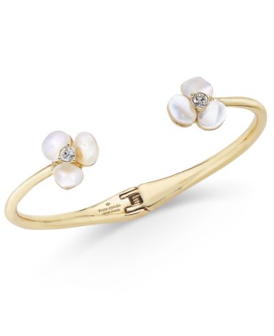 Браслет Kate Spade New York Gold-Tone Pavé & Imitation Pearl Hinged Slim Cuff