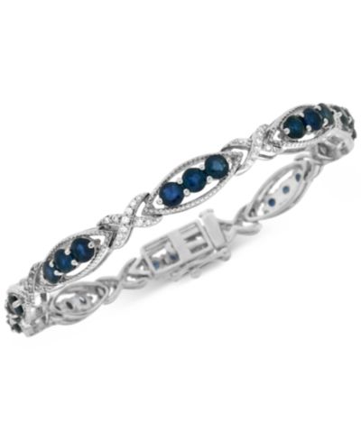 Браслет с сапфиром (4-1/2 ct. t.w.) и бриллиантом (1/4 ct. t.w.) в стерлинговом серебре