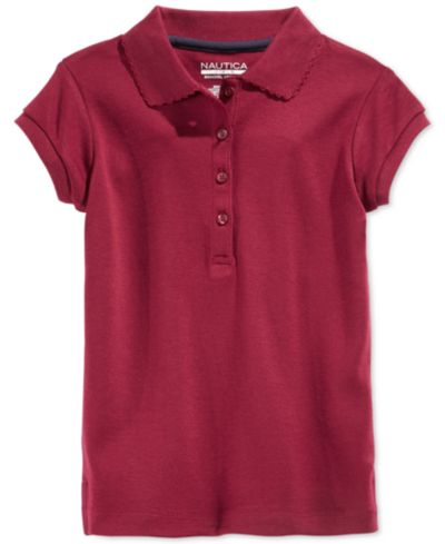 Nautica Plus Girls Uniform Short Sleeve Interlock Polo Shirt