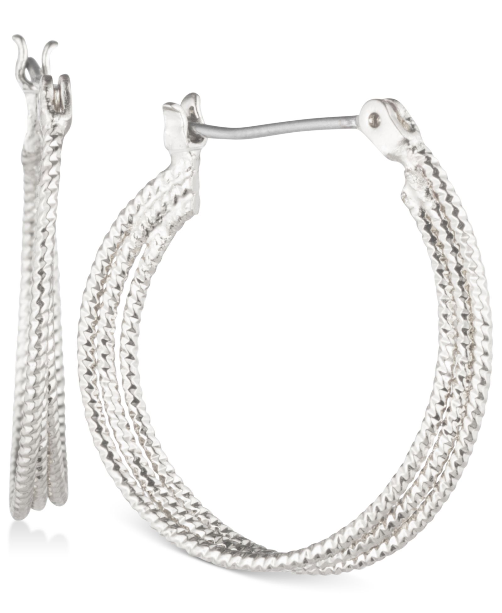Серьги-кольца Nine West с текстурированным многорядным дизайном 1"