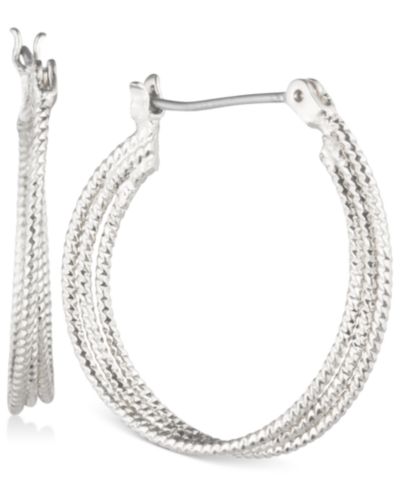 Серьги-кольца Nine West с текстурированным многорядным дизайном 1"