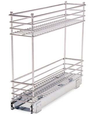 Household Essentials Glidez 5"W Steel Pull-Out Storage Organizer, 2-Tier Design, Chrome