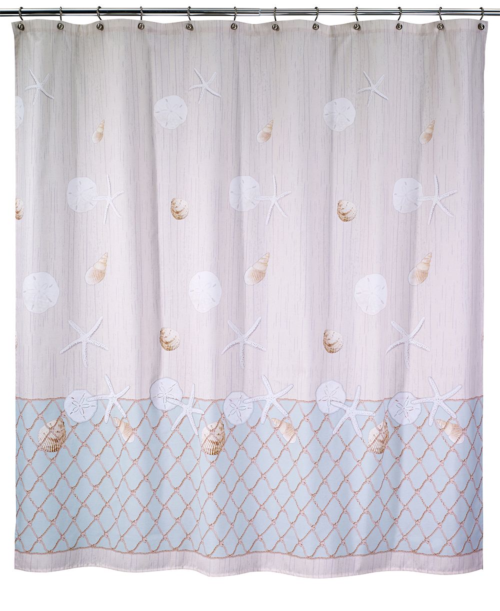 Avanti Seaglass Seashell and Netting Shower Curtain, 72" x 72"