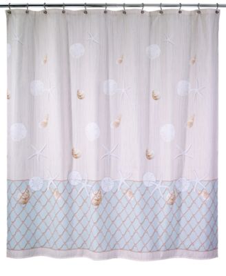 Avanti Seaglass Seashell and Netting Shower Curtain, 72" x 72"