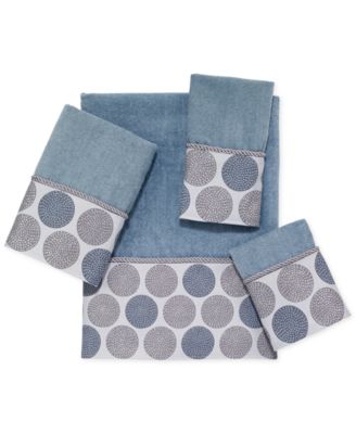 Avanti Dotted Circle Bordered Cotton Hand Towel, 16" x 30"