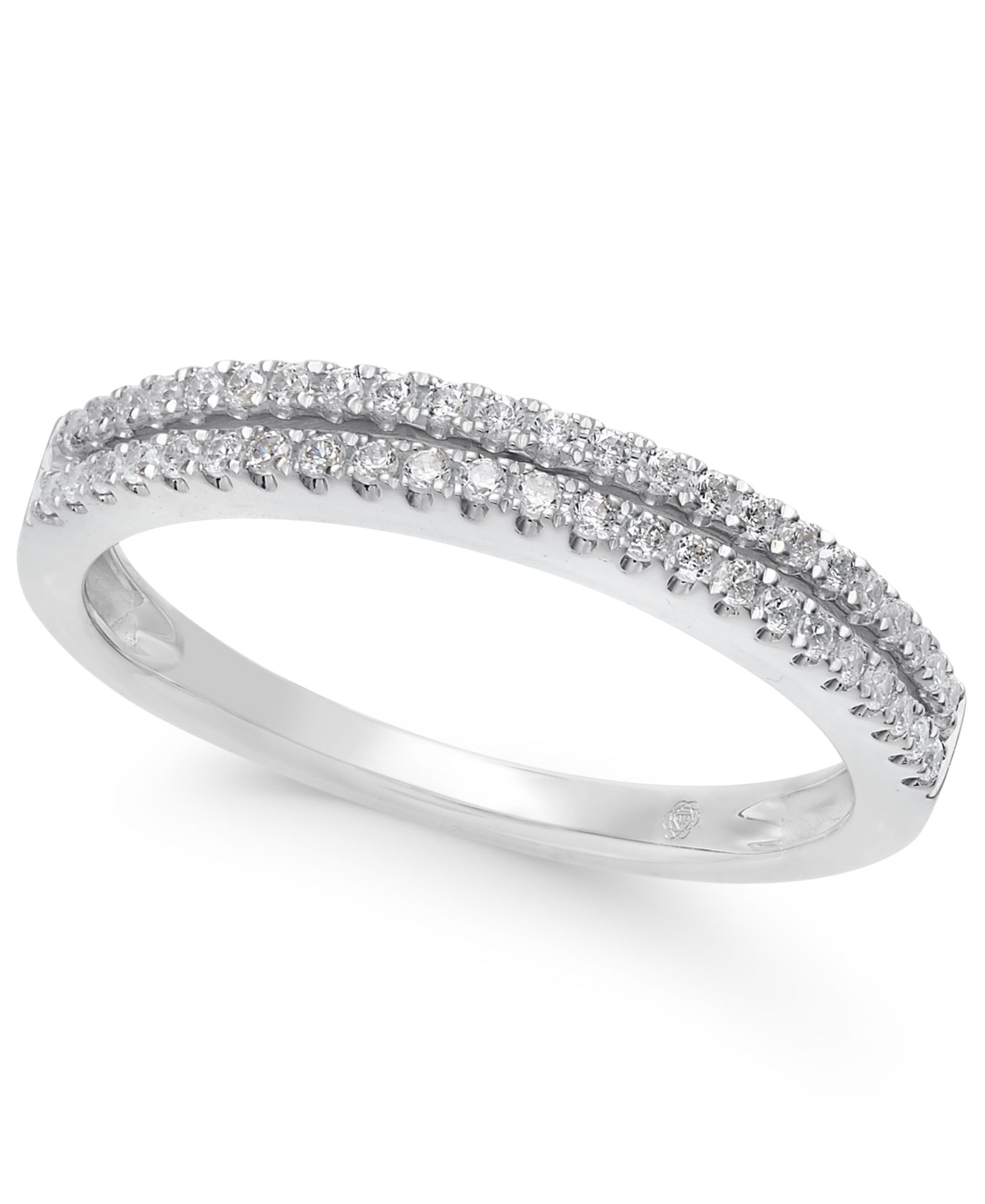 Кольцо Diamond Double Row Band в 14k Gold, White Gold или Rose Gold