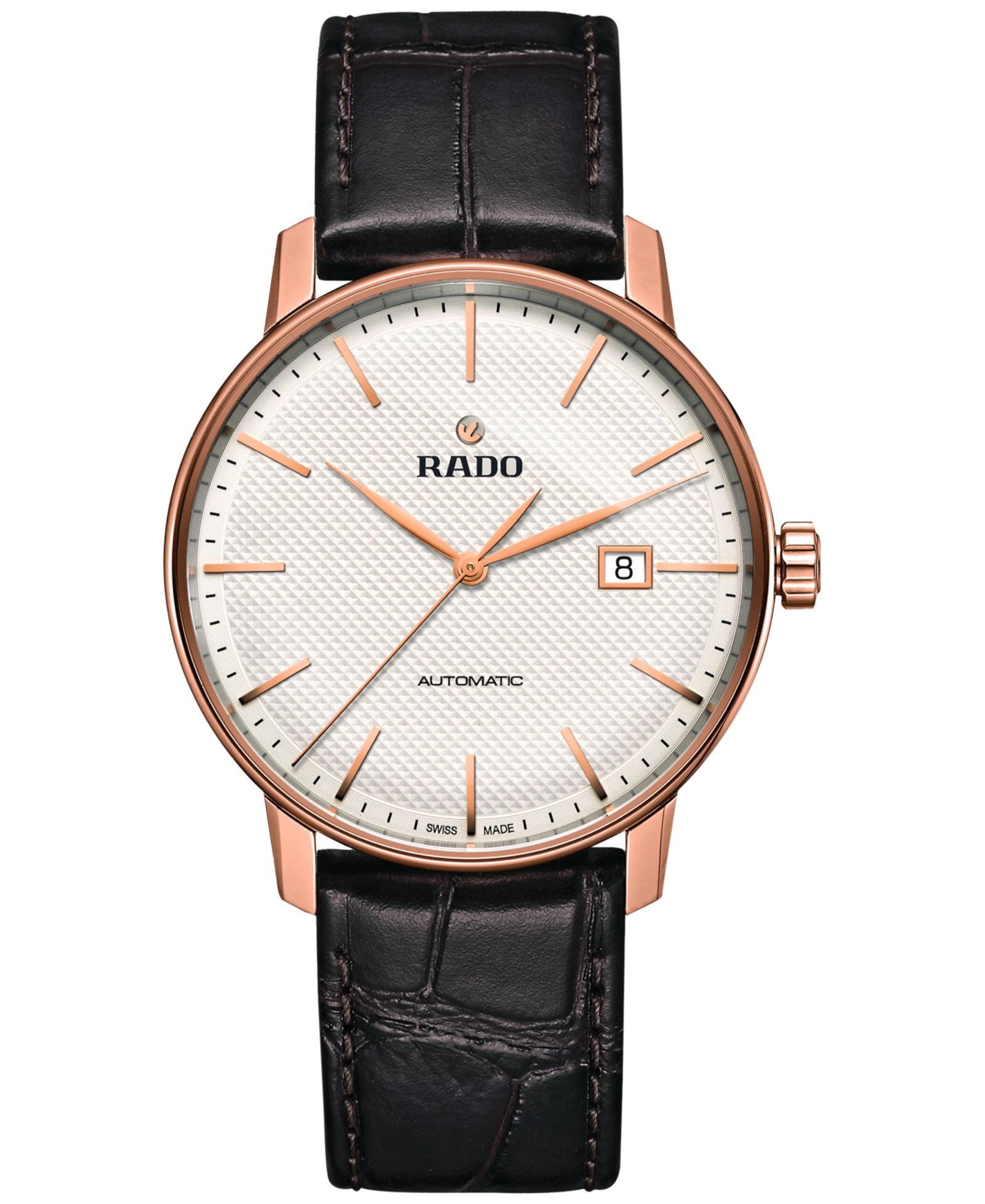 Rado Men's Swiss Automatic Coupole Classic Dark Brown Leather Strap Watch 41mm R22877025
