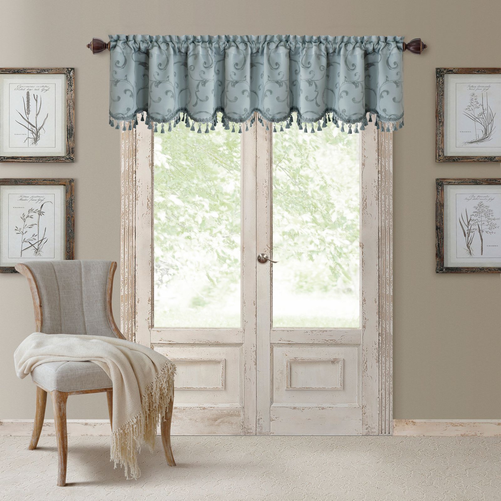 Elrene Home Fashions Mia Beaded Scallop Window Valance