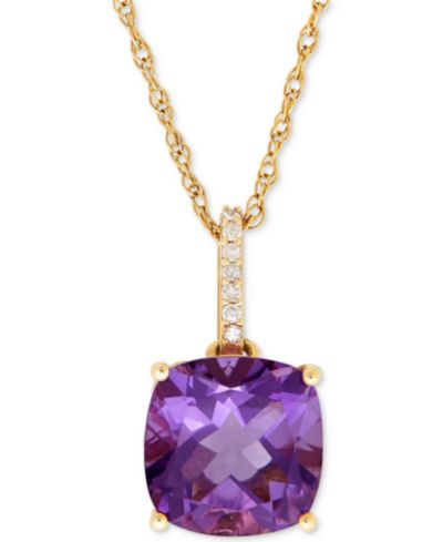 Аметист (5-1/4 ct. t.w.) и бриллиантовый кулон в золоте 14k