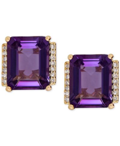 Серьги-гвоздики с драгоценными камнями и бриллиантами в 14k Gold