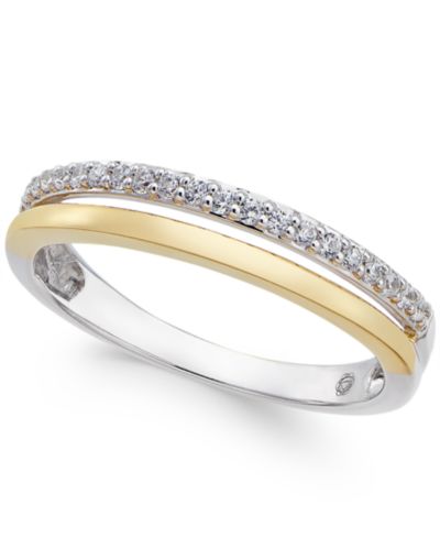 Diamond Split Band (1/8 ct. t.w.) in 14K White and Yellow Gold or 14K White Gold