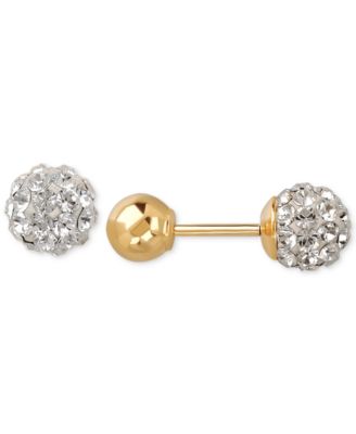 Серьги-гвоздики детские Crystal Fireball и Gold Ball в 14k Gold