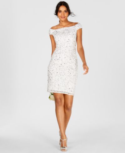 Женское платье Adrianna Papell Off-The-Shoulder Beaded Sheath