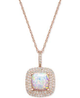 Ожерелье Macy's Lab-Grown Opal (1-3/8 ct. t.w.) и White Sapphire (1/3 ct. t.w.) 18" в розовом золоте и стерлинговом серебре