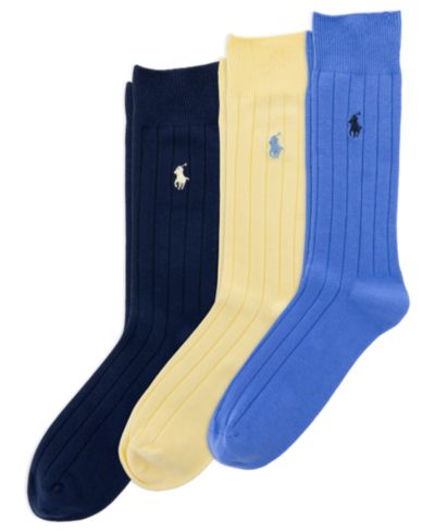Polo Ralph Lauren Men's Cotton Rib Casual Socks, 3-Pack