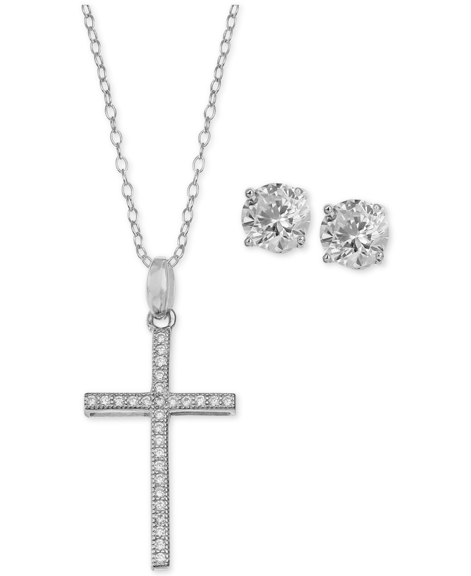 Набор колье и серег Giani Bernini Cubic Zirconia Cross Pendant в Sterling Silver