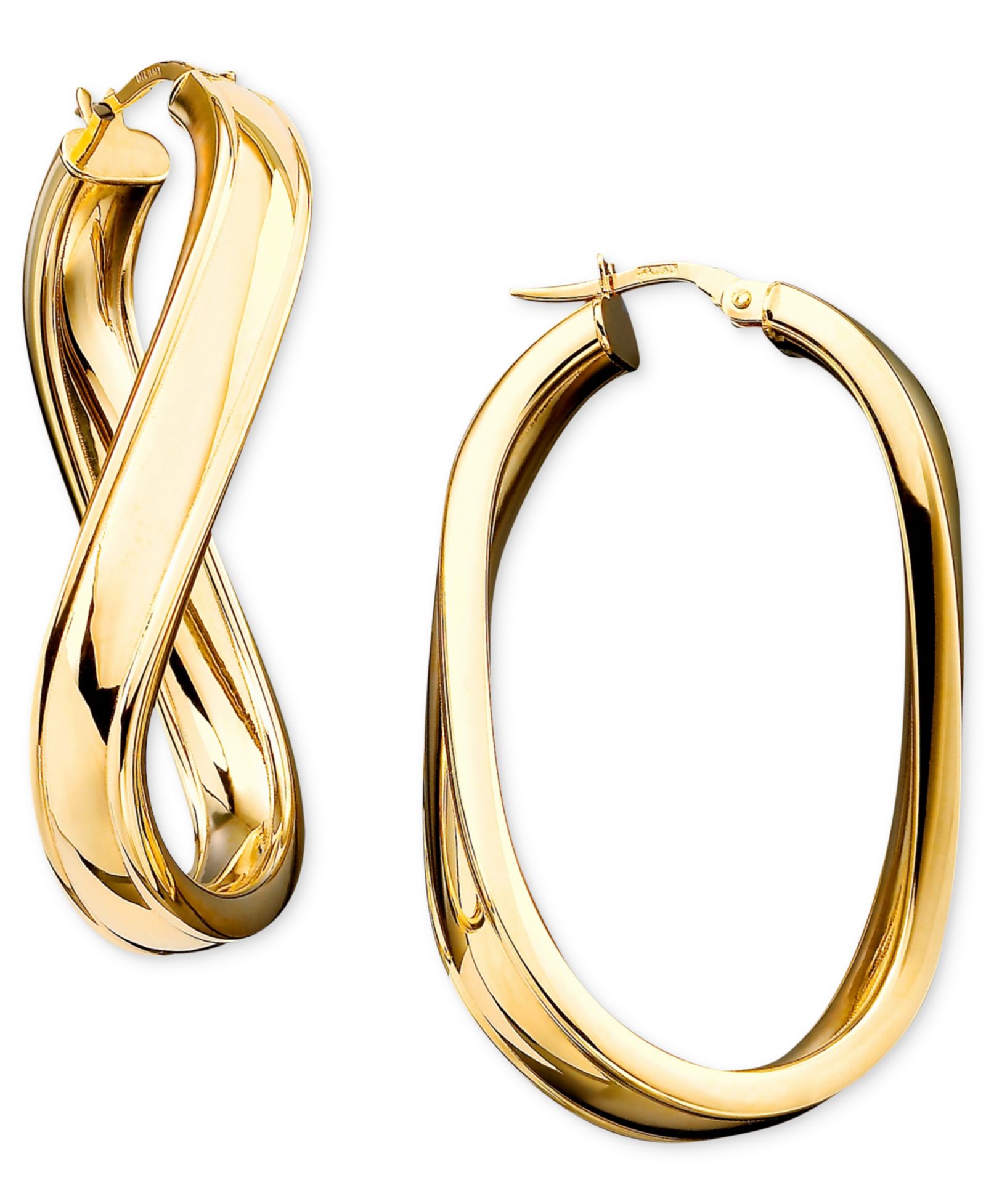 Серьги-кольца из золота 14k с витым овальным дизайном