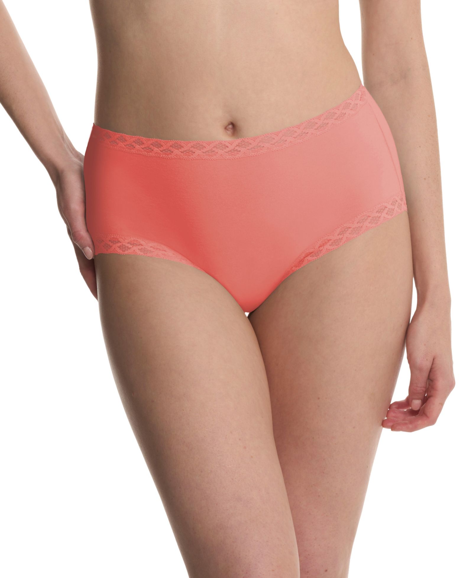Natori Women's Bliss Lace-Trim High-Rise Cotton Brief 755058