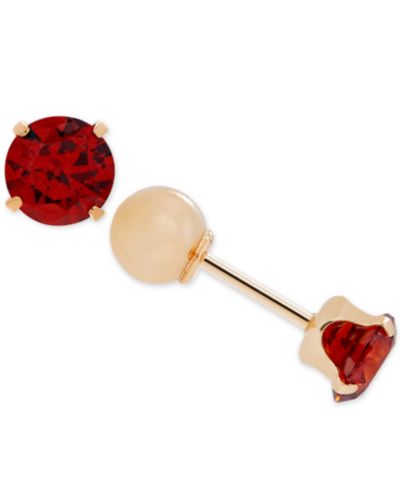 Детские серьги Cubic Zirconia Birthstone Reversible в 14k Gold