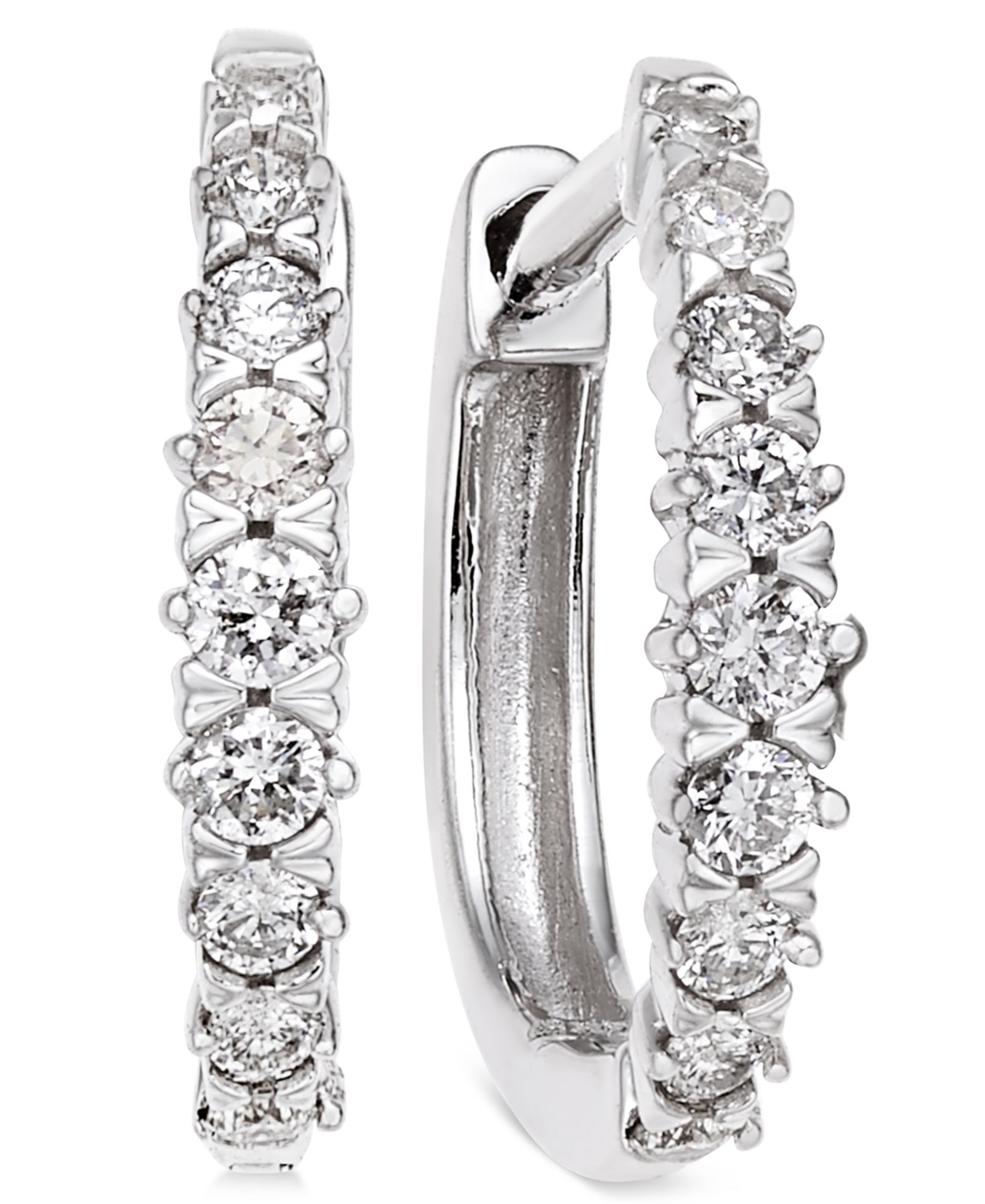 Diamond Hoop Earrings (1/4 ct. t.w.) in 14k White Gold