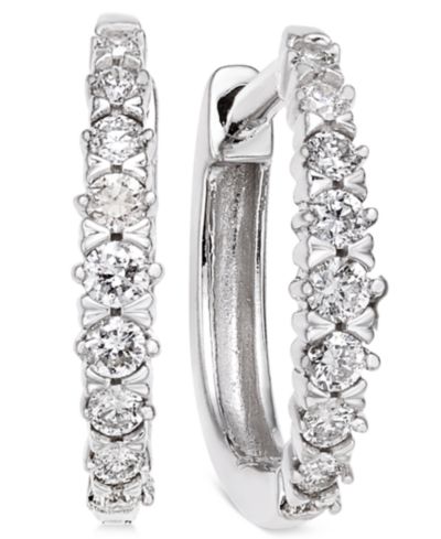 Серьги-кольца Diamond Hoop (1/4 ct. t.w.) из белого золота 14k