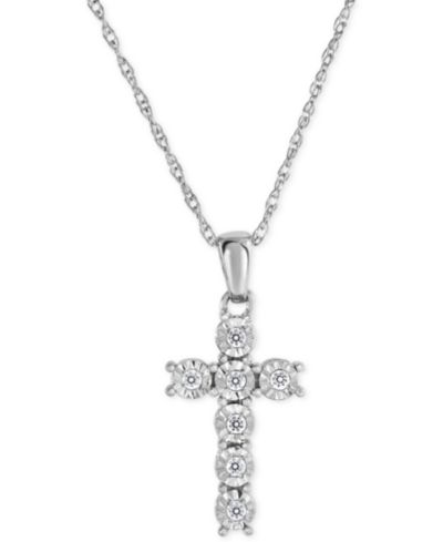 Подвеска Diamond Cross в стерлинговом серебре (1/10 ct. t.w.)
