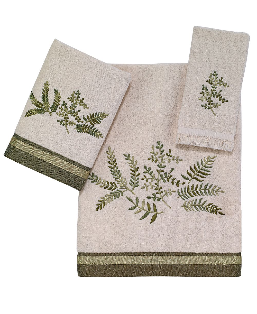 Хлопковое полотенце для рук Avanti Greenwood Leafy Ferns Embroidered, 11" x 18"