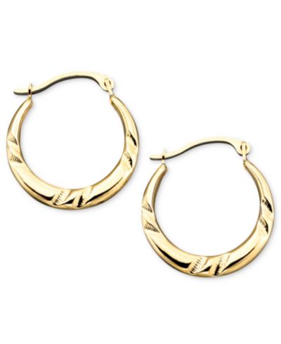 10k Gold Small Polished Pinched Hoop Earrings