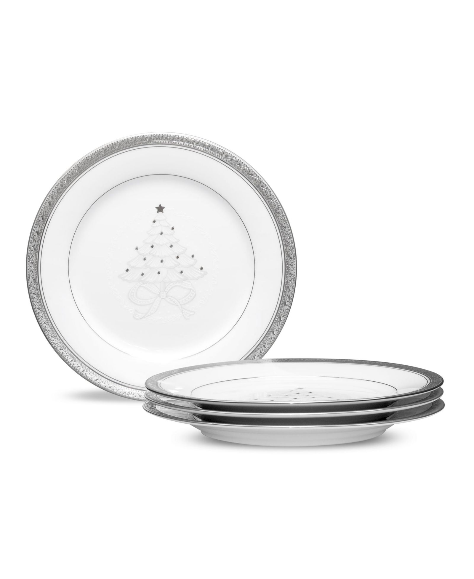 Noritake Crestwood Platinum набор из 4 праздничных тарелок, 9"