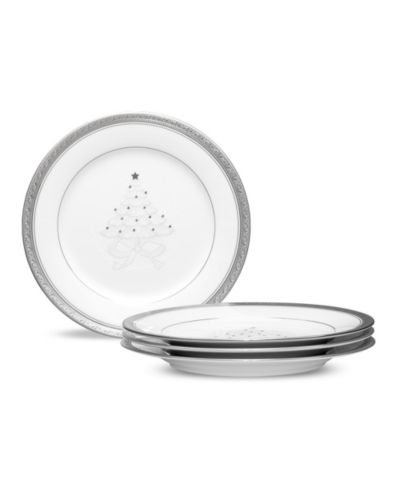 Noritake Crestwood Platinum Set of 4 Holiday Accent Plates, 9"
