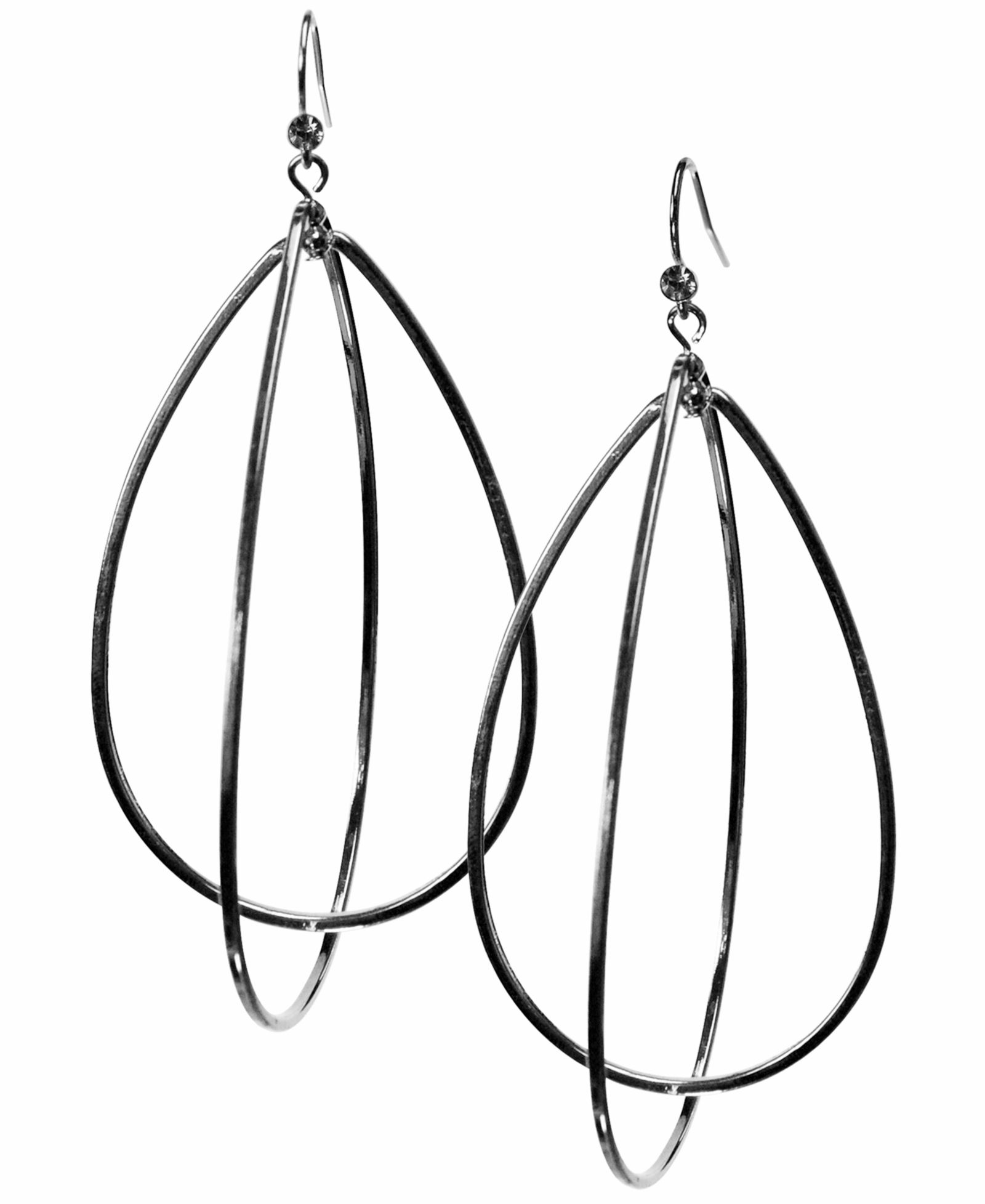 GUESS серьги-кольца с кристаллами, серебристый цвет, 3"