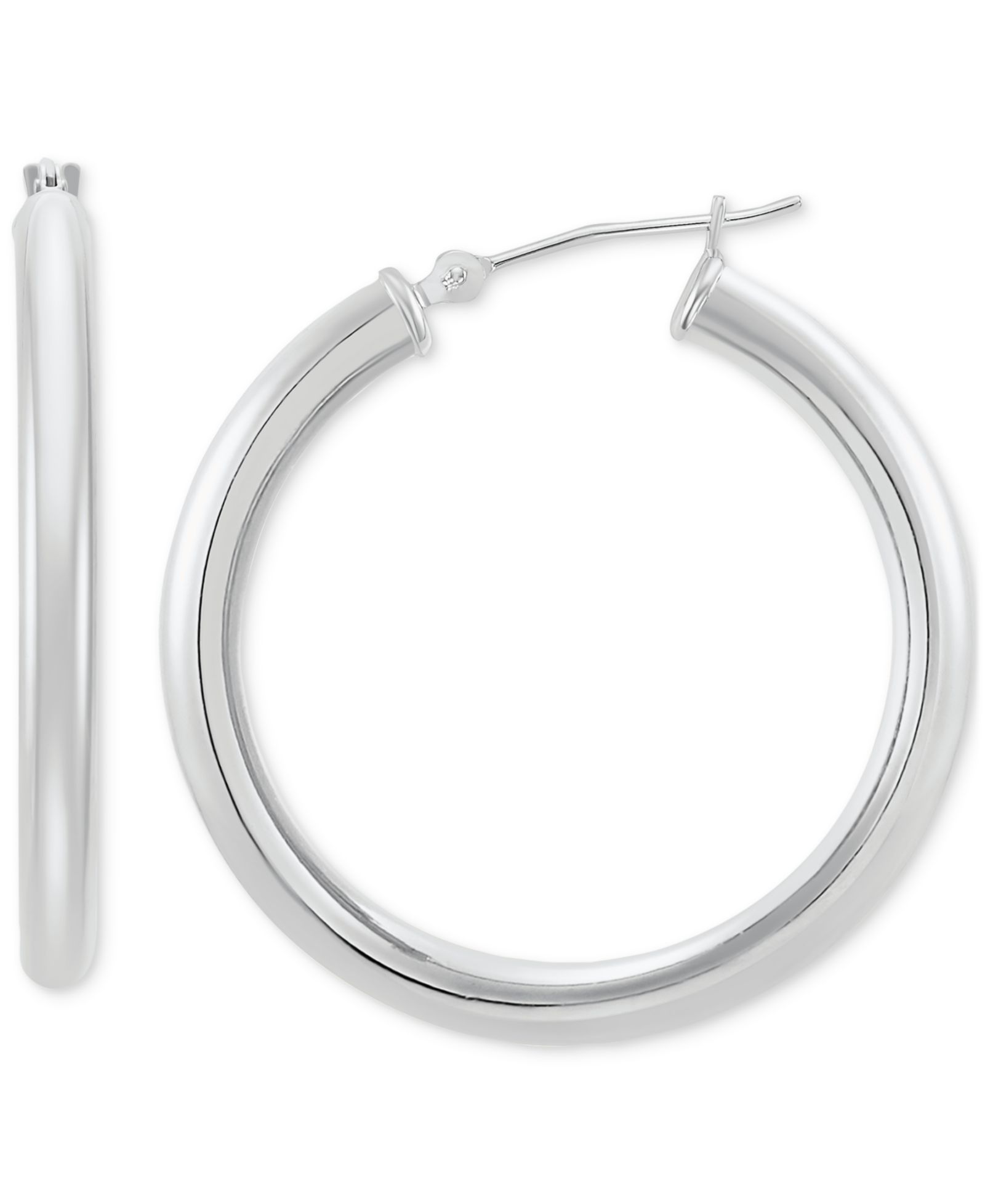 Серьги-кольца Polished Round Hoop, 14k Yellow or White Gold, 30mm