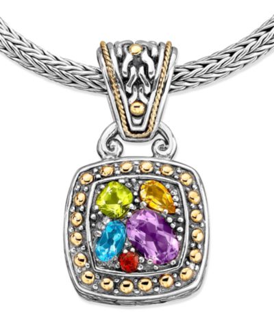 Подвеска EFFY® Multistone Square 1-5/8 ct. t.w. 18k Gold и Sterling Silver