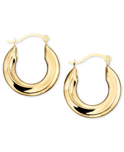 Macy's Маленькие полированные серьги-кольца 10k Gold and White Gold