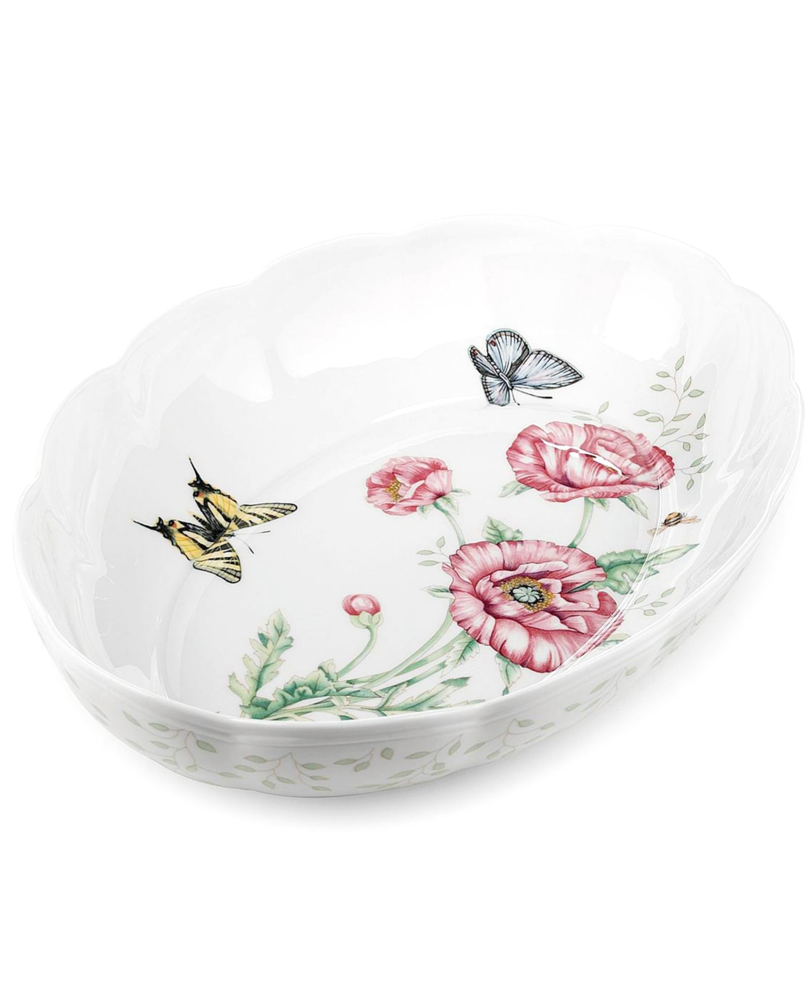 Овальная форма для запекания Lenox Butterfly Meadow Scalloped Oval Baker, 2 Qt.