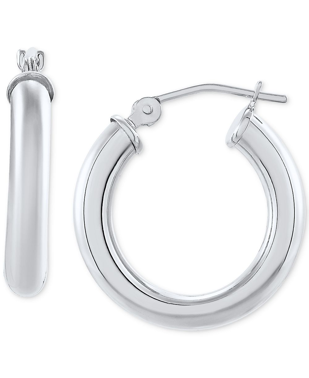 Серьги-кольца Polished Thin Tube в 14k Gold (18mm) (3mm)