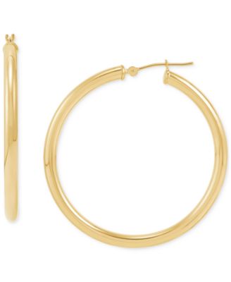 Серьги-кольца Polished Thin Tube Hoop (3mm) из 14k Gold (40mm)