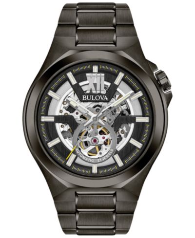 Мужские автоматические часы Bulova Men's Automatic Gunmetal Stainless Steel Bracelet 46mm 98A179
