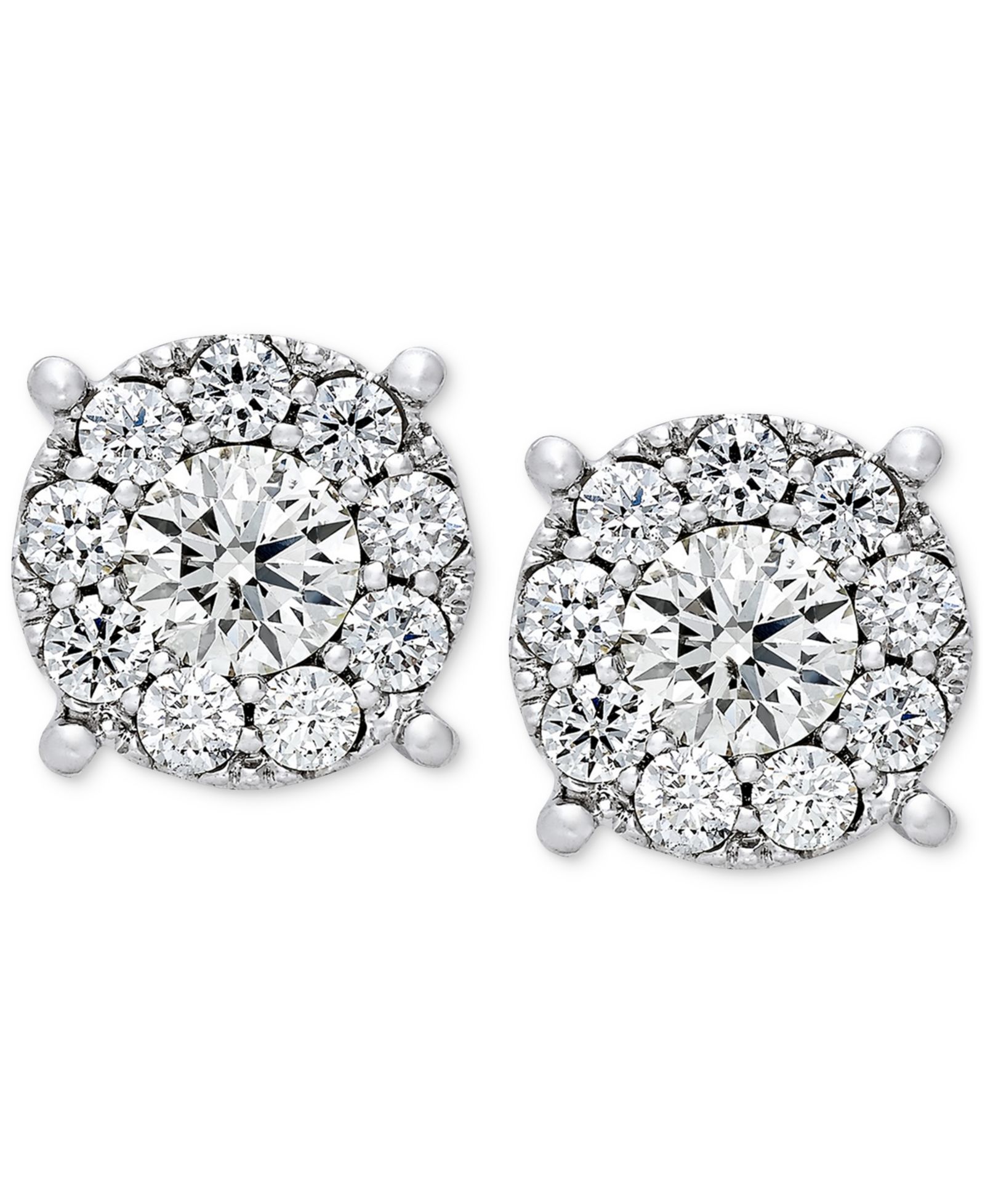 Diamond Cluster Stud Earrings (1/2 ct. t.w.) в 14k White Gold