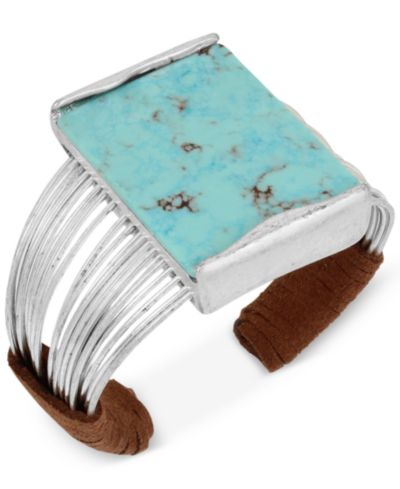 Серебряный браслет cuff с бирюзовым оттенком Robert Lee Morris Soho