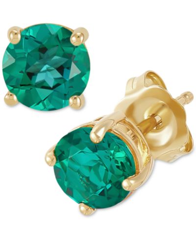 Серьги-гвоздики с драгоценным камнем, 14k Gold или 14k White Gold