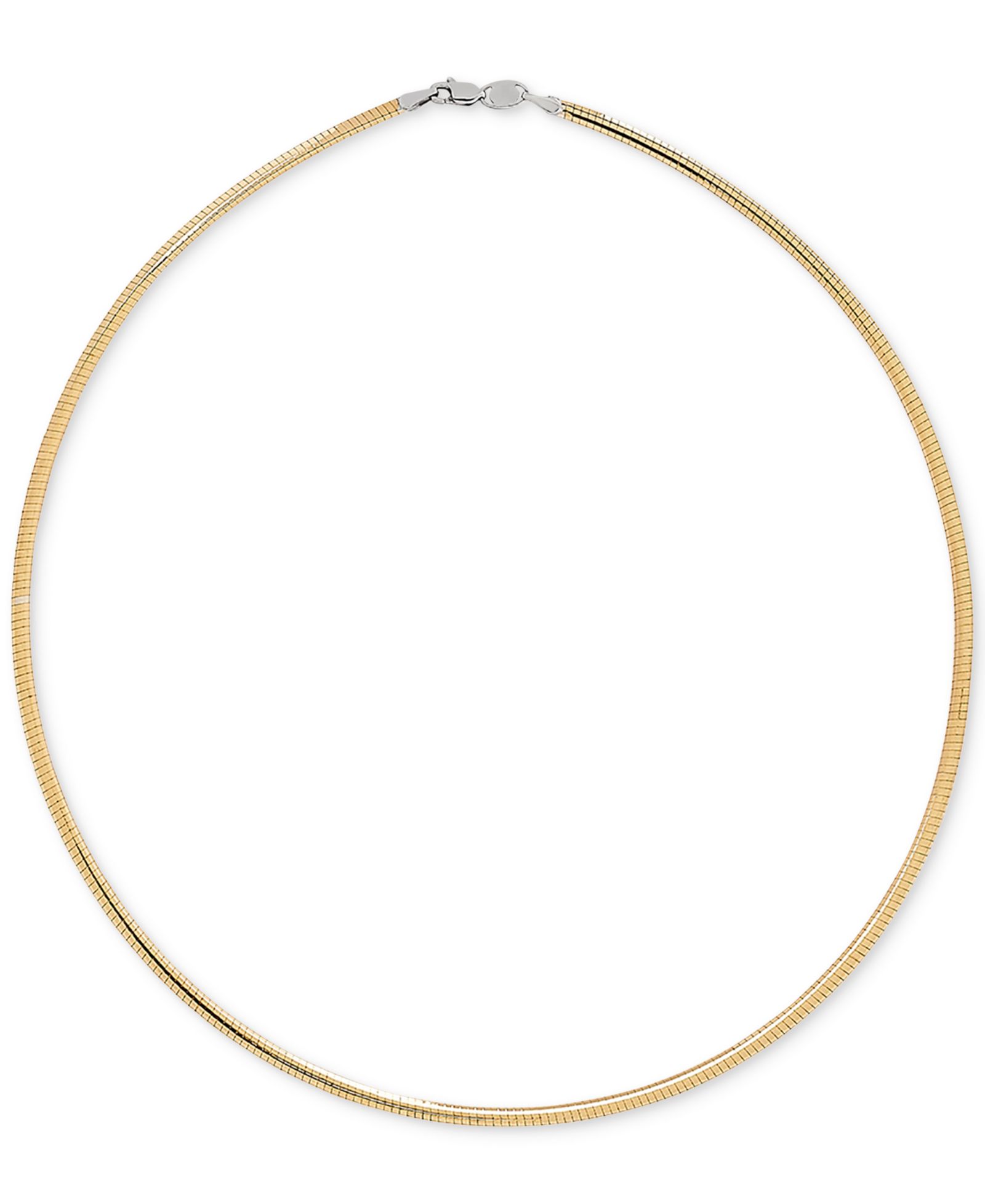 Lightweight 17" Reversible Omega 14k Gold over Sterling Silver and Sterling Silver Necklace