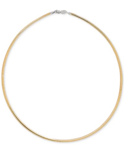 Lightweight 17" Reversible Omega 14k Gold over Sterling Silver and Sterling Silver Necklace