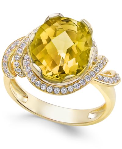 Citrine (4-1/4 ct. t.w.) and White Topaz (1/3 ct. t.w.) Ring in 14k Gold-Plated Sterling Silver