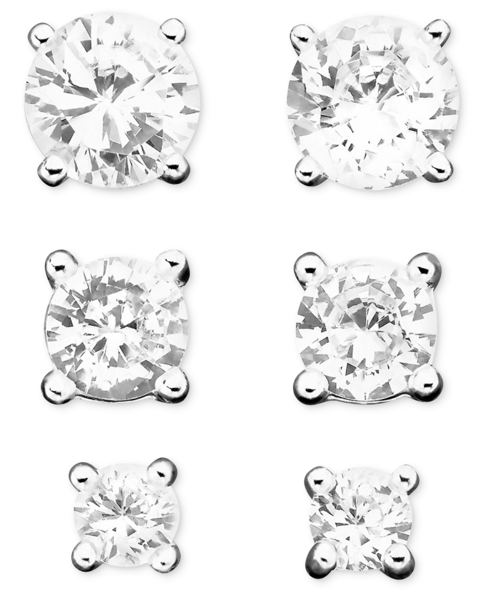 Giani Bernini 3-Pc. Cubic Zirconia Sterling Silver Stud Earrings in 18k Rose Gold-Plated, 18k Gold-Plated and Sterling Silver, Created for Macy's