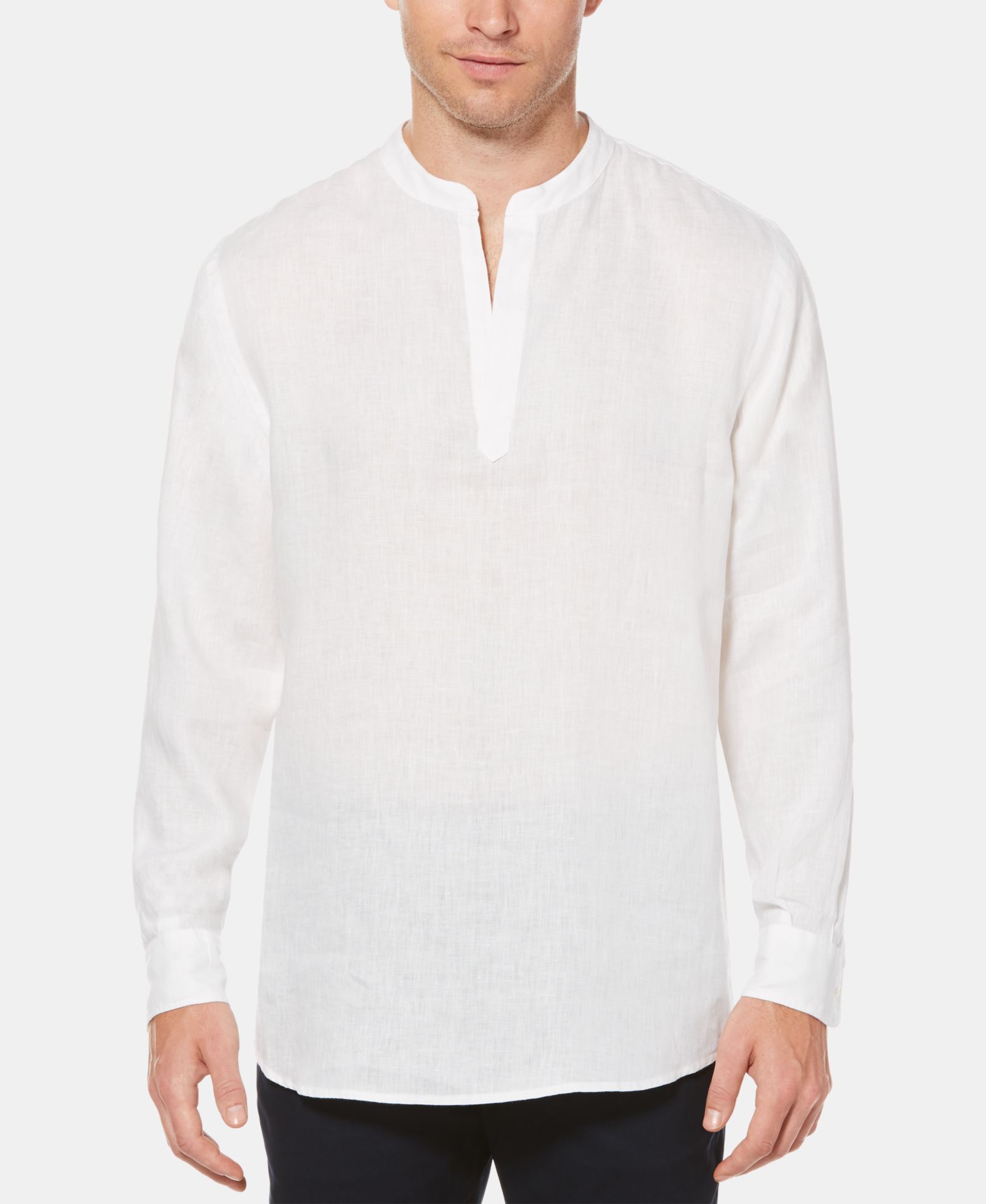 Рубашка Perry Ellis Men's Solid Linen Popover Long Sleeve